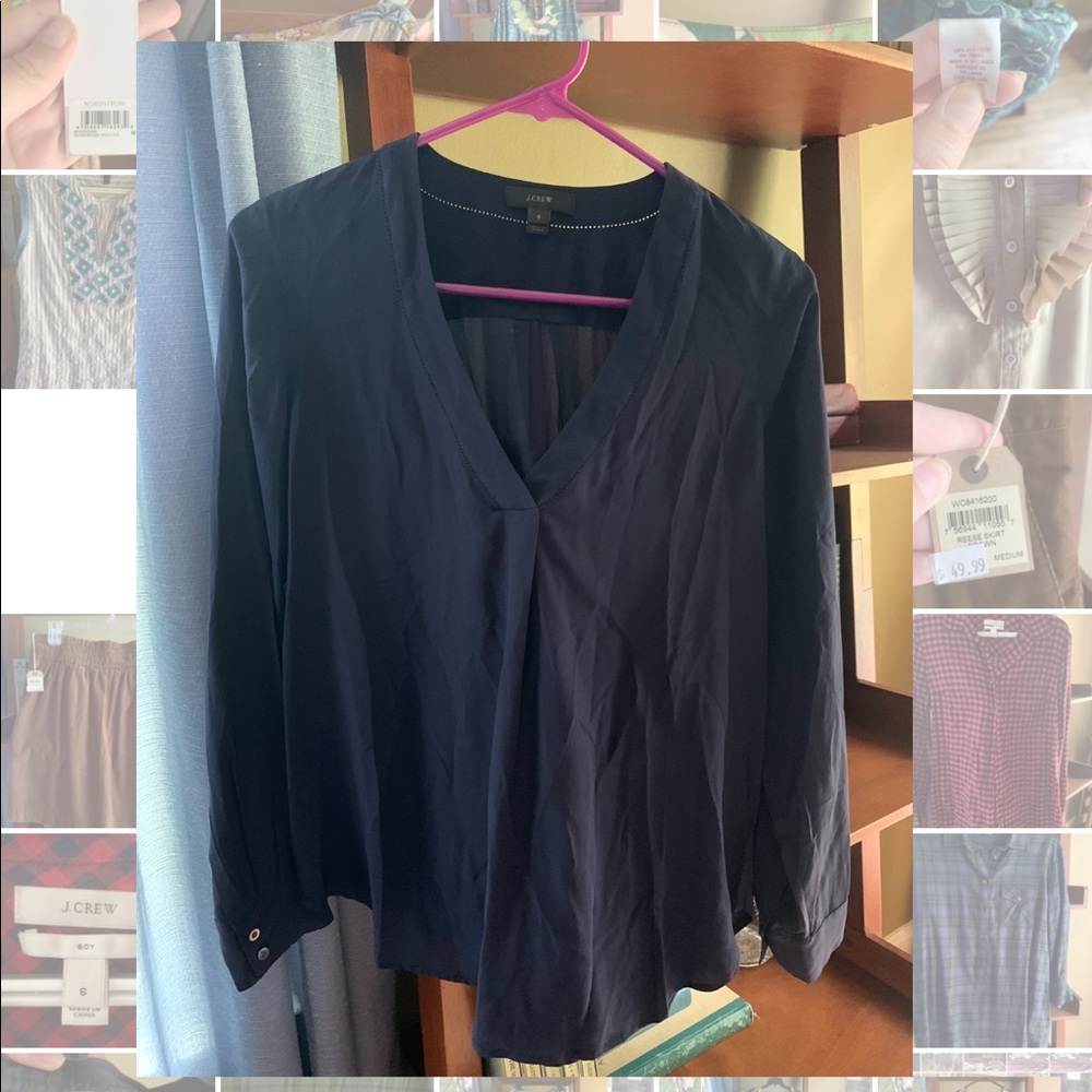 J. Crew V-neck Silk Dress Shirt
